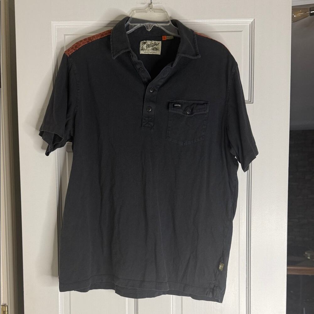 Howler Brothers Charcoal Polo with Rust Accents. Xl. Cowboy. Southwestern